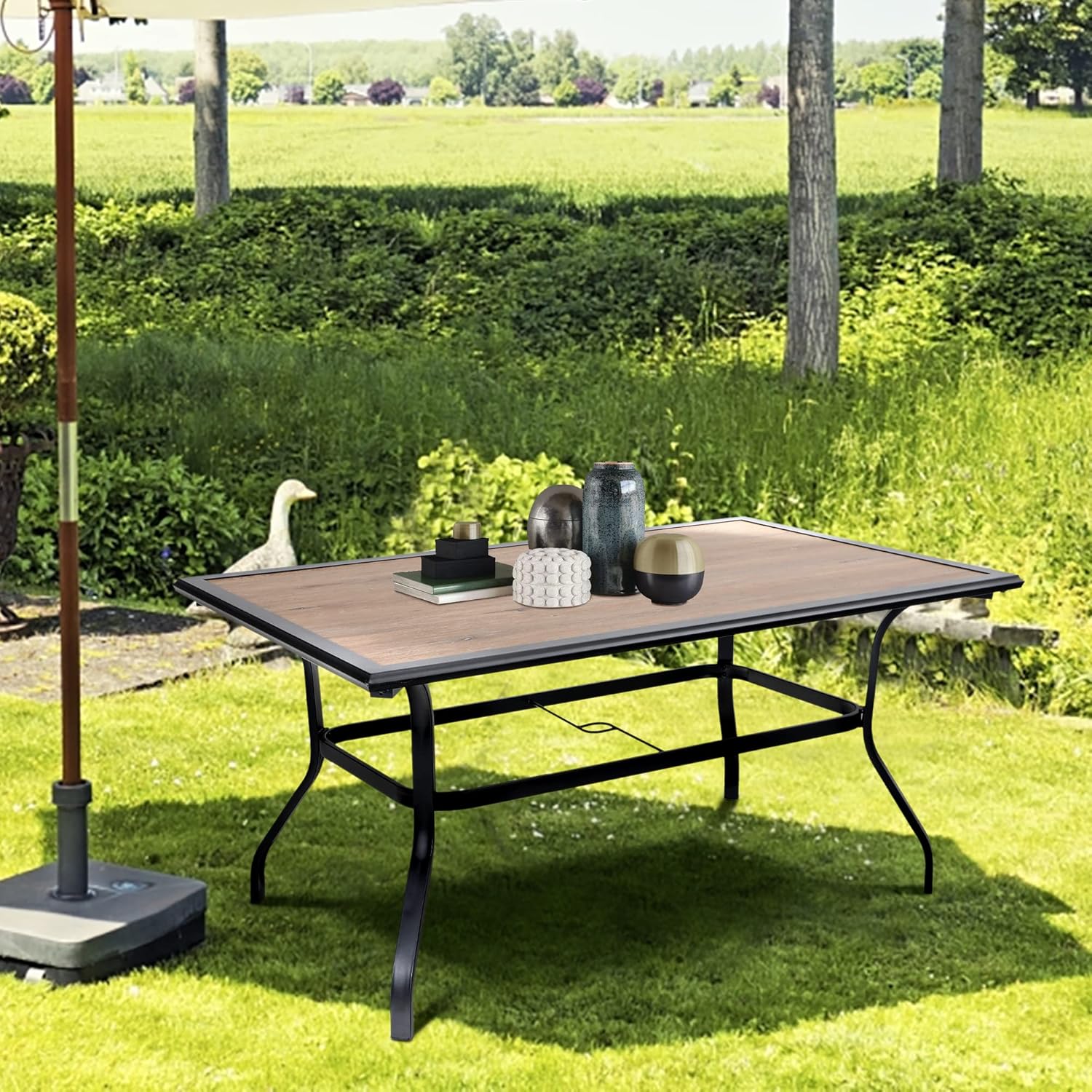 Buy MIXPATIO Outdoor Patio Dining Table with Umbrella Hole, 6 Person