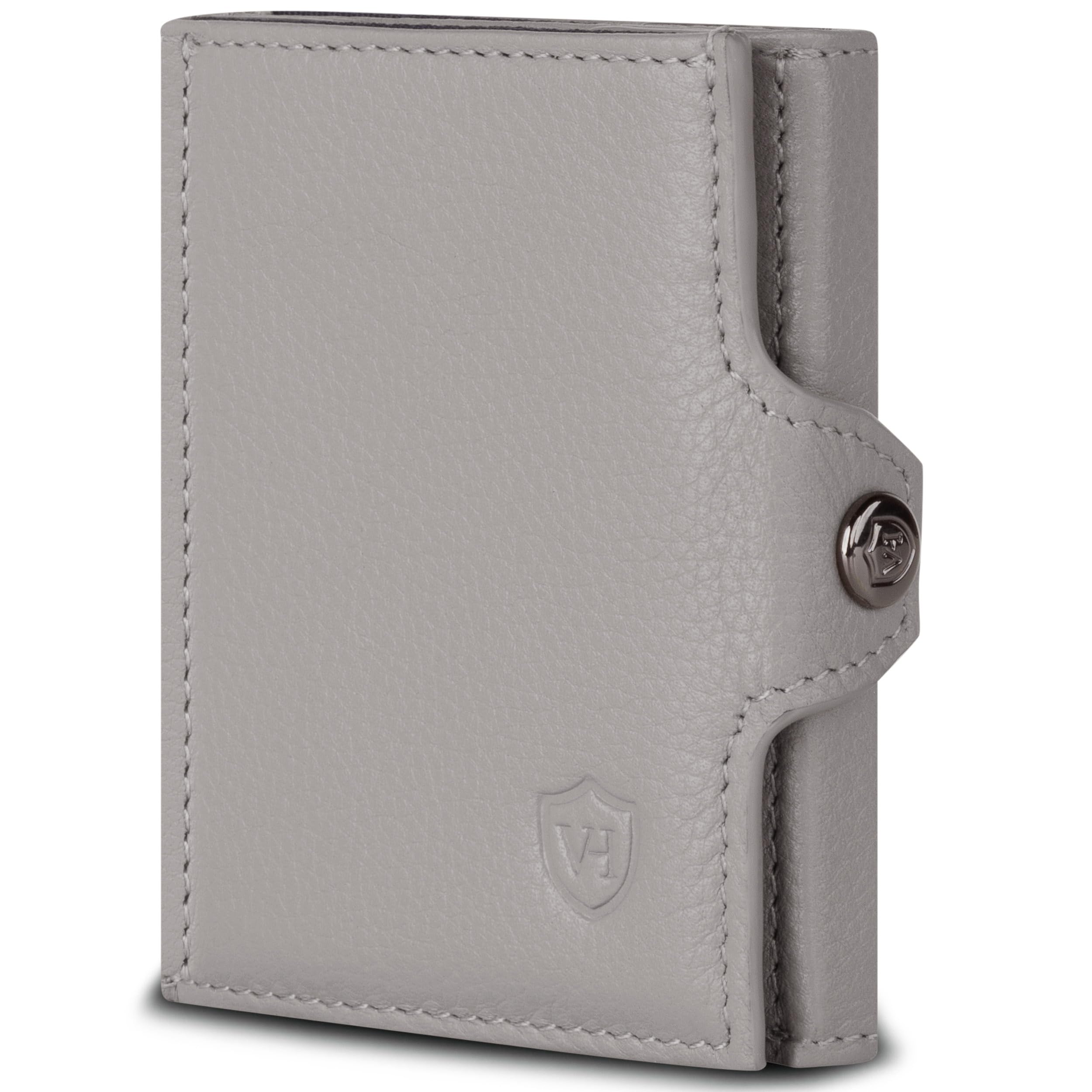 VON HEESEN Slim Wallet mit Münzfach & RFID-Schutz - Mini Geldbörse Herren & Damen - Kartenetui Kreditkartenetui - Portmonee Geldbeutel Portemonnaie klein Grau