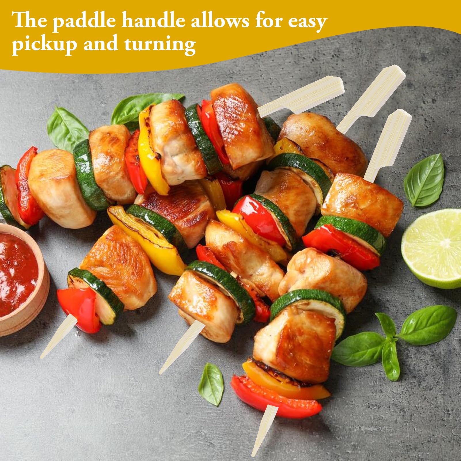 Brochettes en Bambou de 9 cm, 200 Pics en Bambou de Cocktail Brochettes pour Apéritif, Brochette en Bois Bâtonnets pour Cocktails, Fruits, Sandwichs
