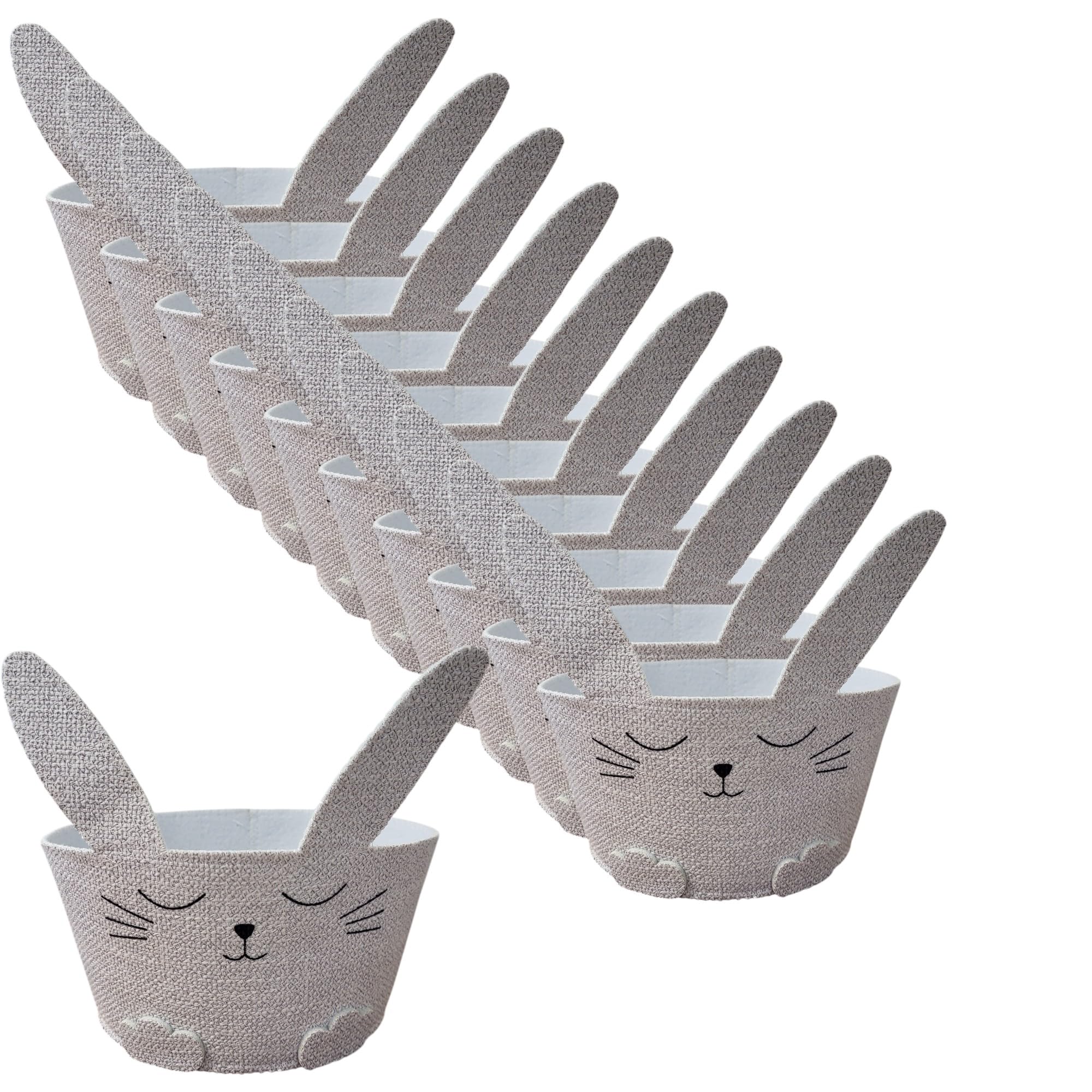 10x Filzkorb Hase mit Ohren grau Osternest Dekoration