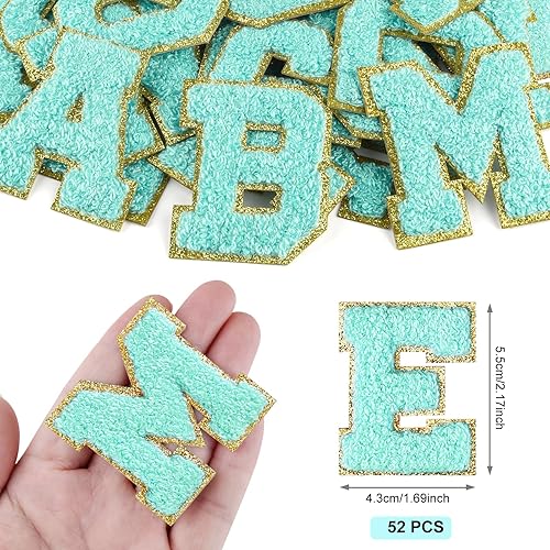 Miniatura 90 de Morcheiong 26 parches de letras de felpilla autoadhesivas de la A a la Z, letras de felpilla para ropa, tela, zapatos y bolsas (verde oscuro)