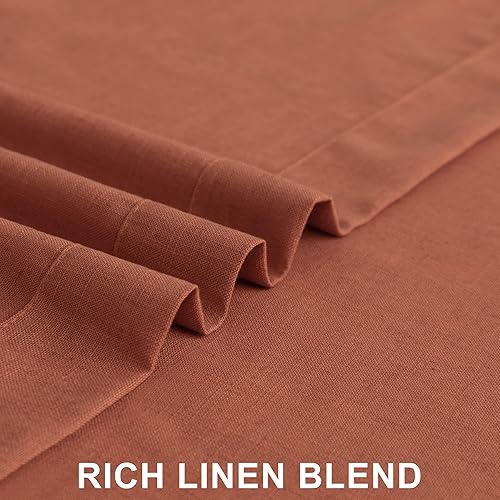 Miniatura 6 de Cortinas de terracota de 63 pulgadas de largo para dormitorio de niñas, 2 paneles con bolsillo con pestañas traseras, con textura de lino,