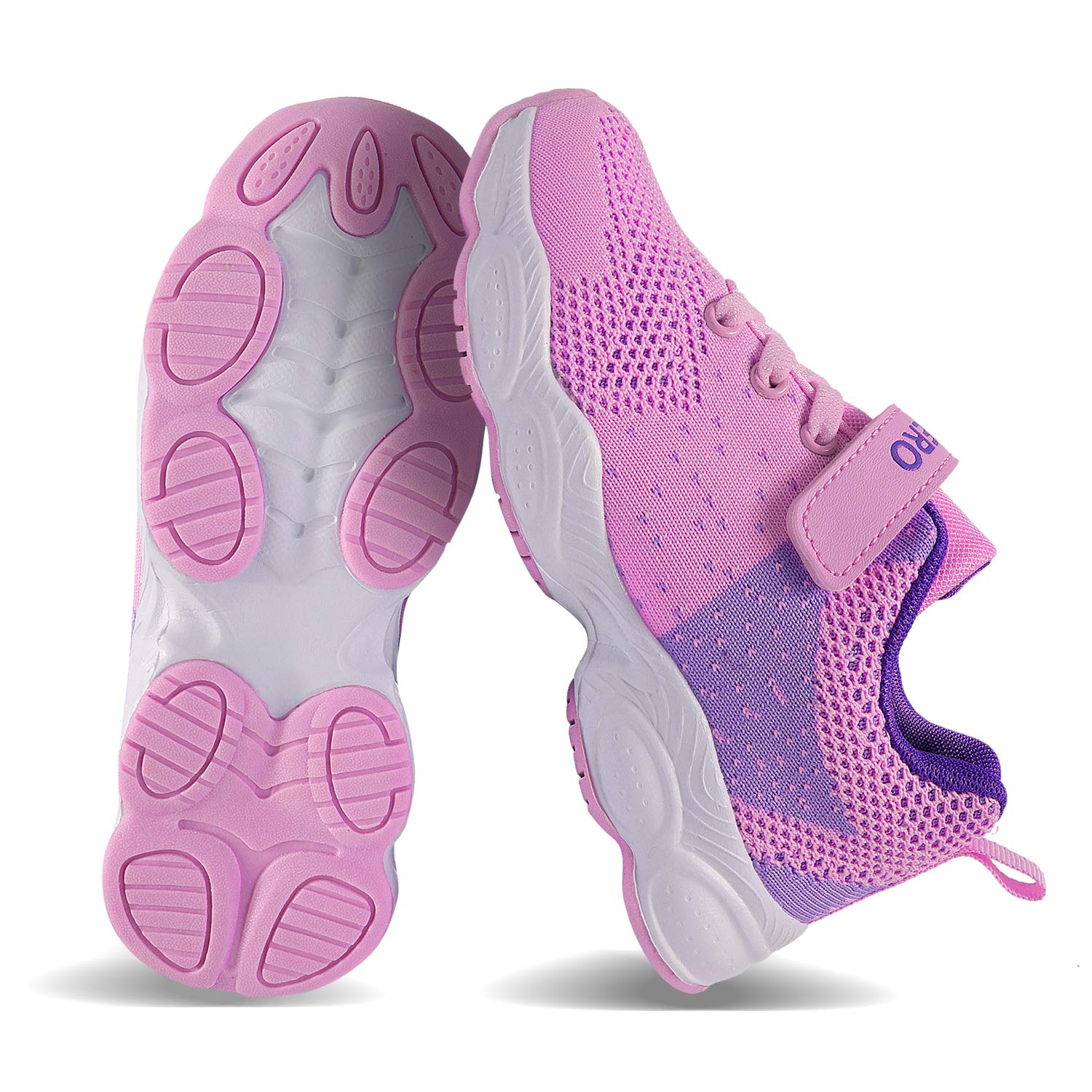 MAYZEROKids Tennis Shoes Breathable Running Shoes Walking Shoes Fashion Sneakers for Boys and Girls, 1 Purple&pink, 4 Big Kid