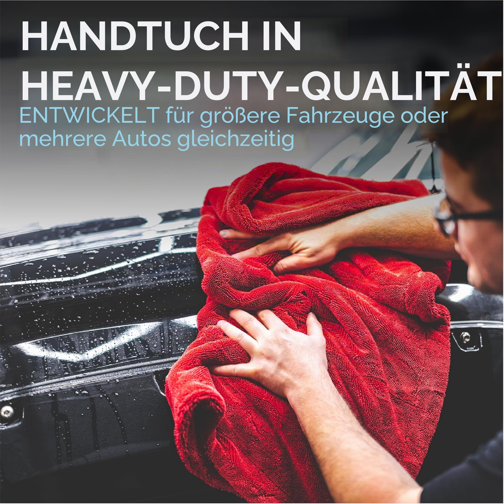 The Rag Company,The 1500 – strapazierfähiges Mikrofaser-Handtuch, perfekt für LKW, Nutzfahrzeuge, Wohnmobile, Boote und mehr; Premium-70/30-Mischung, Twist-Loop-Design, 1500 g/m², 76.2x76.2 cm, rot