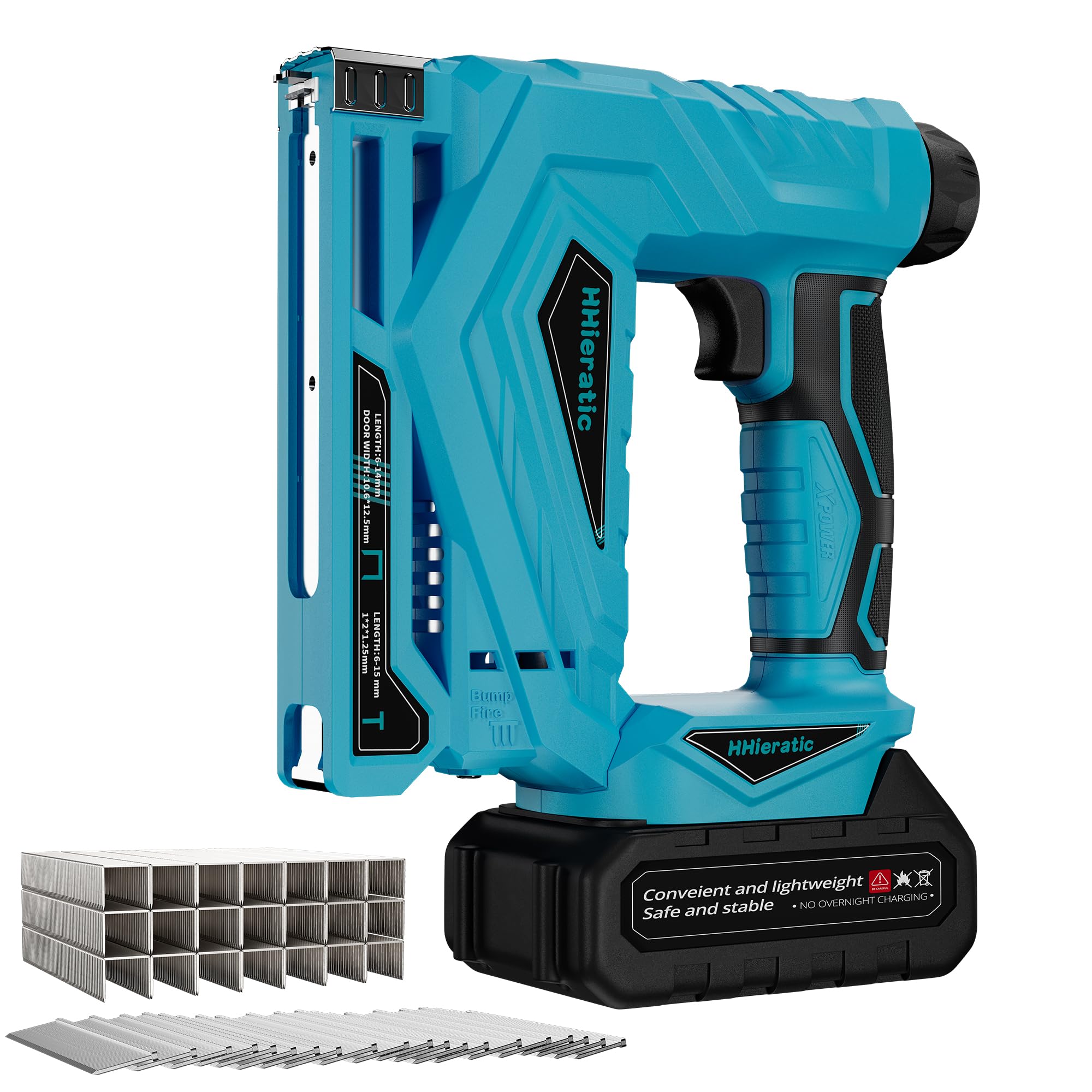 HHieratic 3/8” Cordless Nail Gun with 18v Battery,2 in 1 Cordless Brad Nailer,Professional Heavy Duty Nailer Gun Battery Powered with 2,000PCS Staples and 18 GA Nails for Upholstery & Family DIY