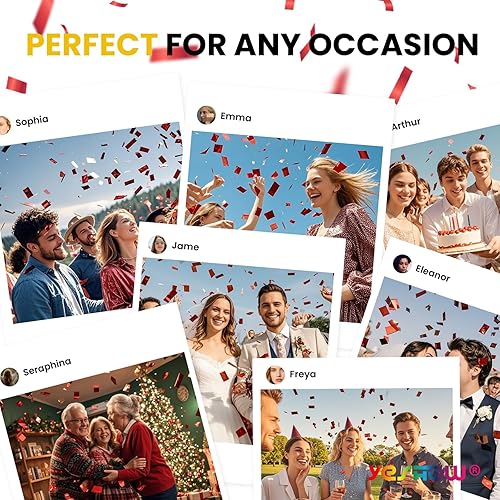 Miniatura 6 de Cañones de Confeti Lanzadores de Fiesta Rojos, YESHOW Confetti Bomb Blaster (paquete de 6) para Cumpleaños Navidad Nochevieja Boda Graduación