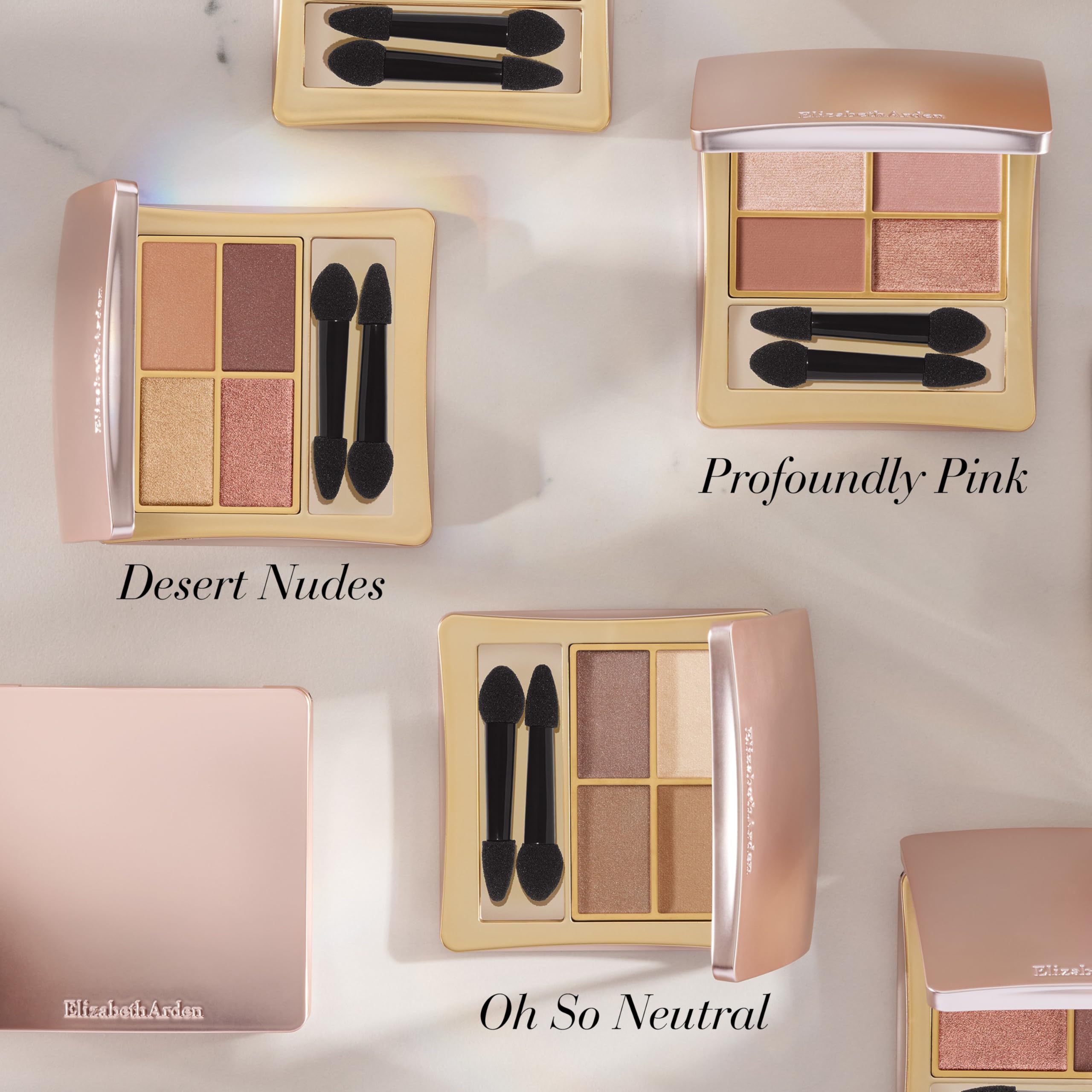 Elizabeth Arden - Eyeshadow Quad in Oh So neutralna, na bazie minerałów, bez talku, wegańskie cienie do powiek dla długotrwałego, odpornego na rozmazywanie, aksamitne wykończenie, 3 g