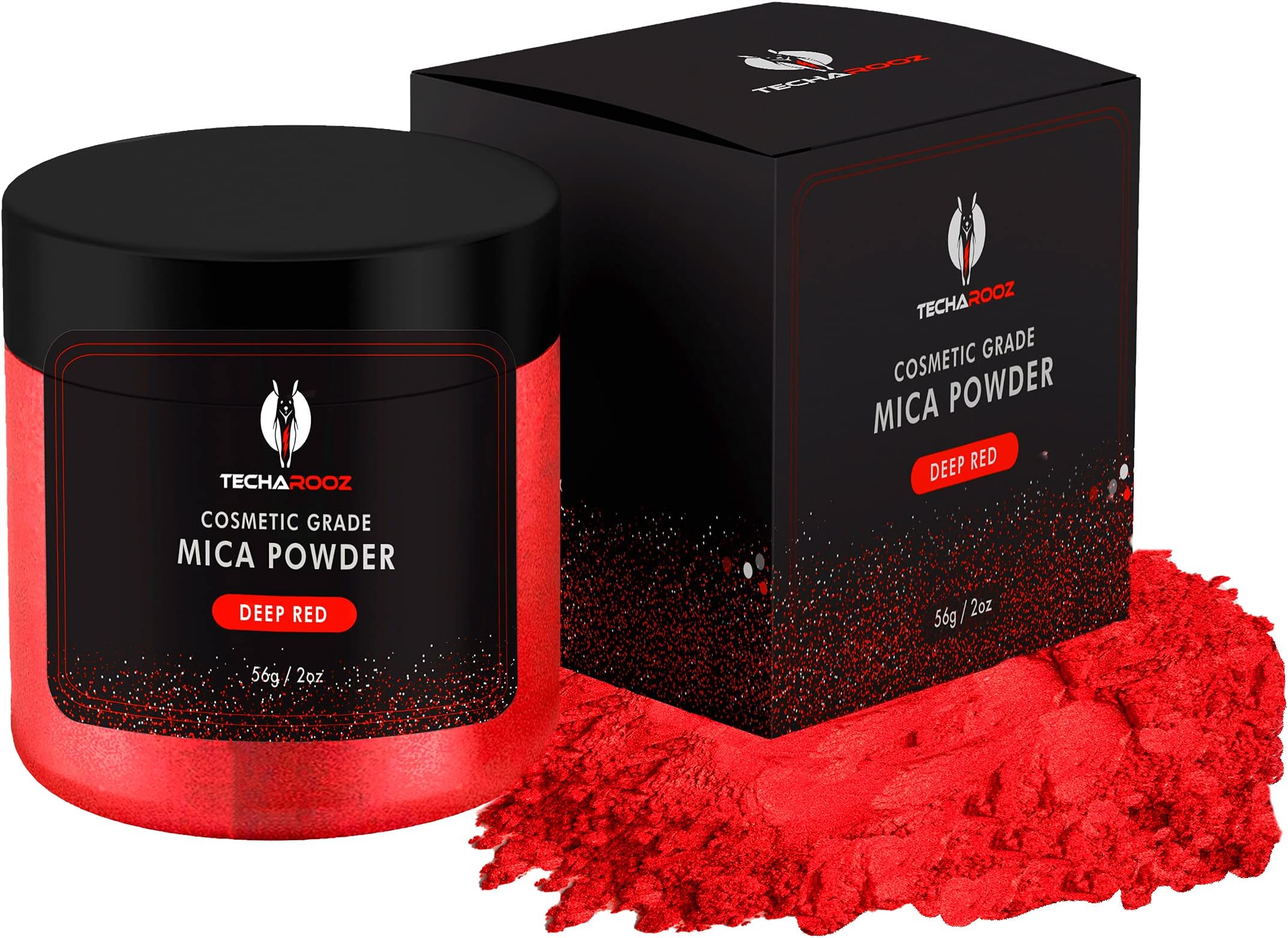 Deep Red Mica Powder for Epoxy Resin 56g / 2oz. Jar - TECHAROOZ 2 Tone Resin Dye Color Pigment Powder for Lip Gloss, Nails, Colorant for Bath Bombs Soap Making Flag Red