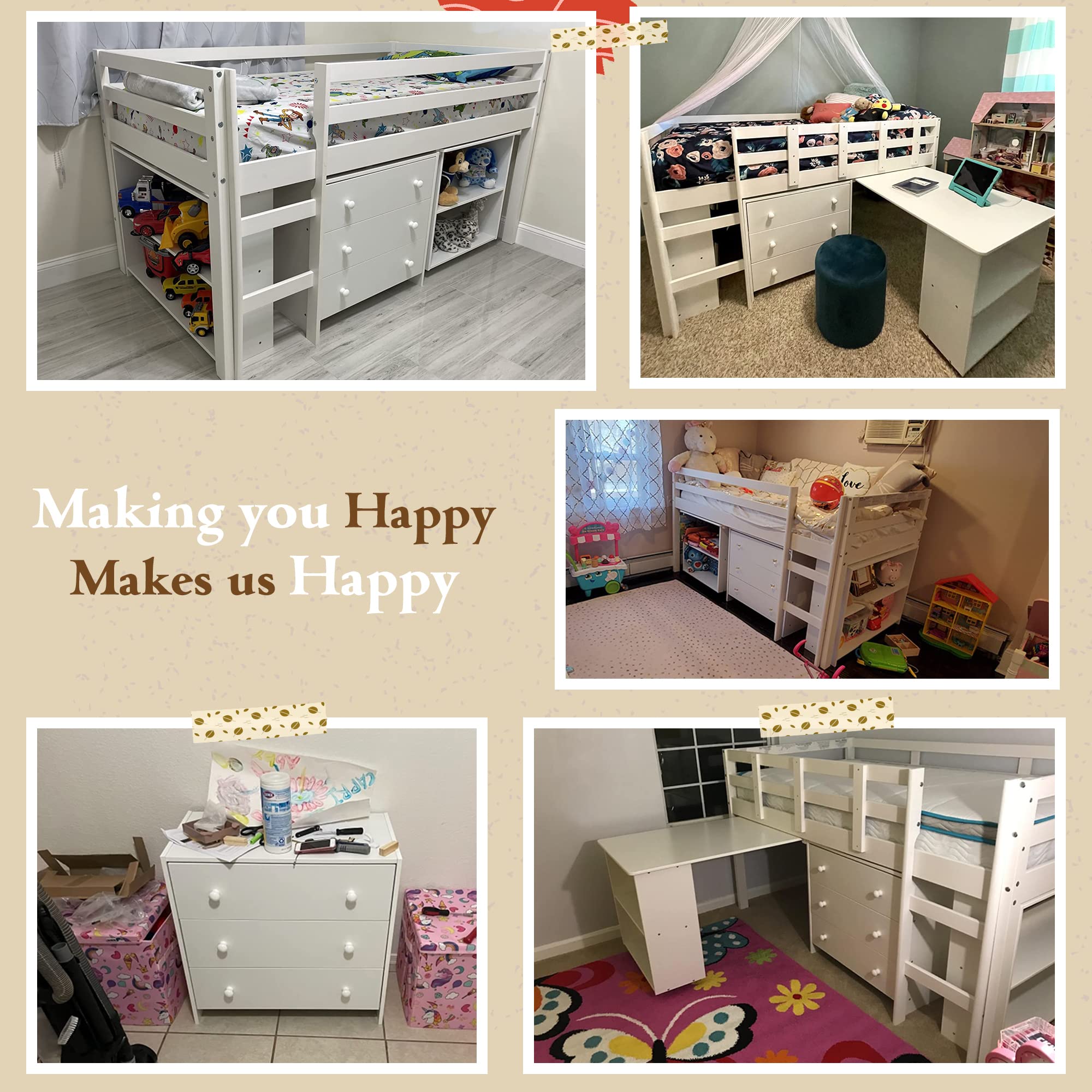 Buy Twin Size Loft Bed with Desk Low Study Kids Twin Loft Bed with Desk