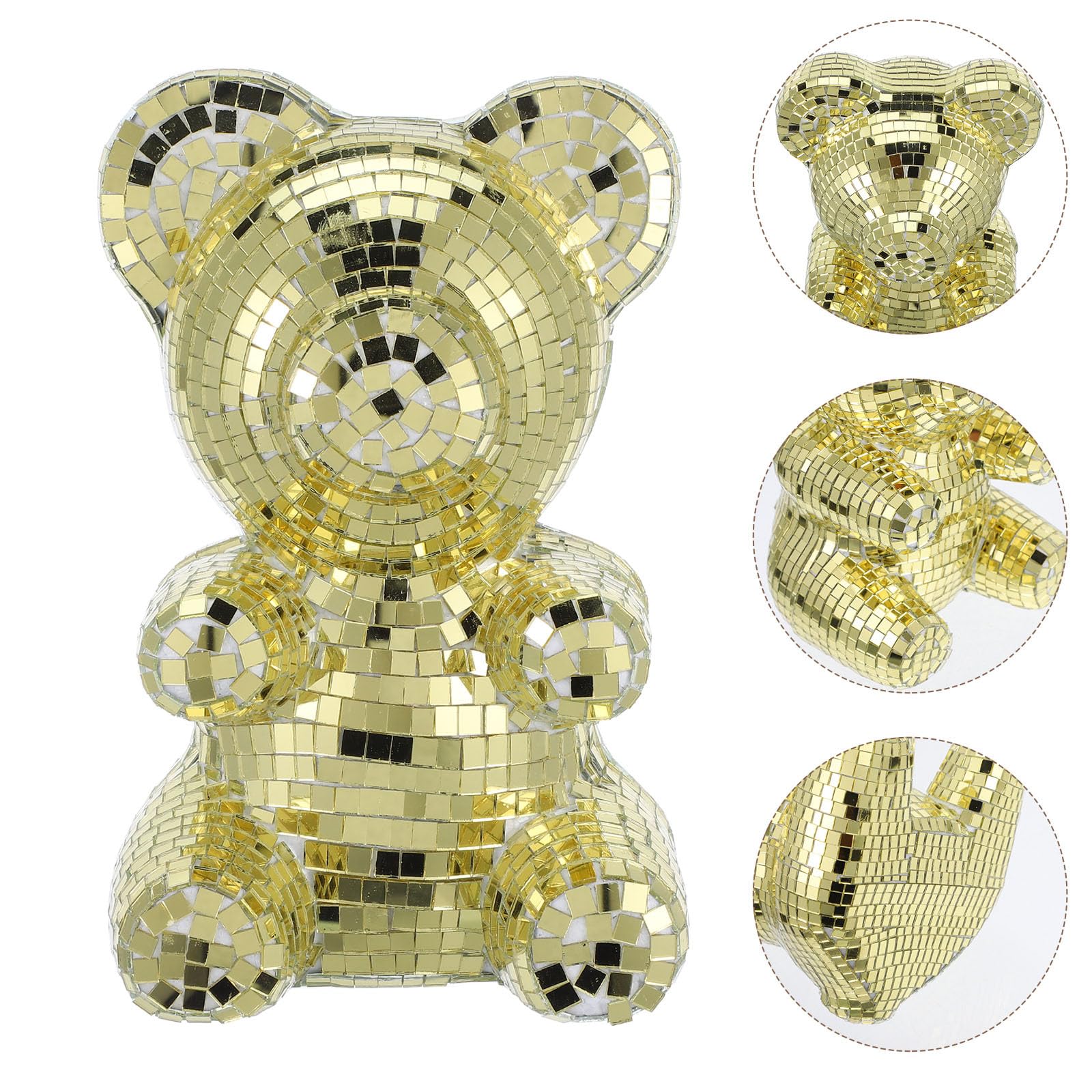 Toddmomy Disco Bär Dekoration Gold, 1 Stück mit Spiegeloberfläche