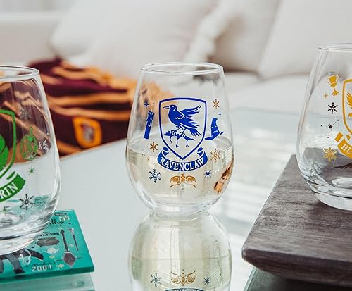 Miniatura 4 de Harry Potter Hogwarts House Colors - Copas de vino sin tallo de 12 onzas, juego de 4 unidades, capacidad para 20 onzas