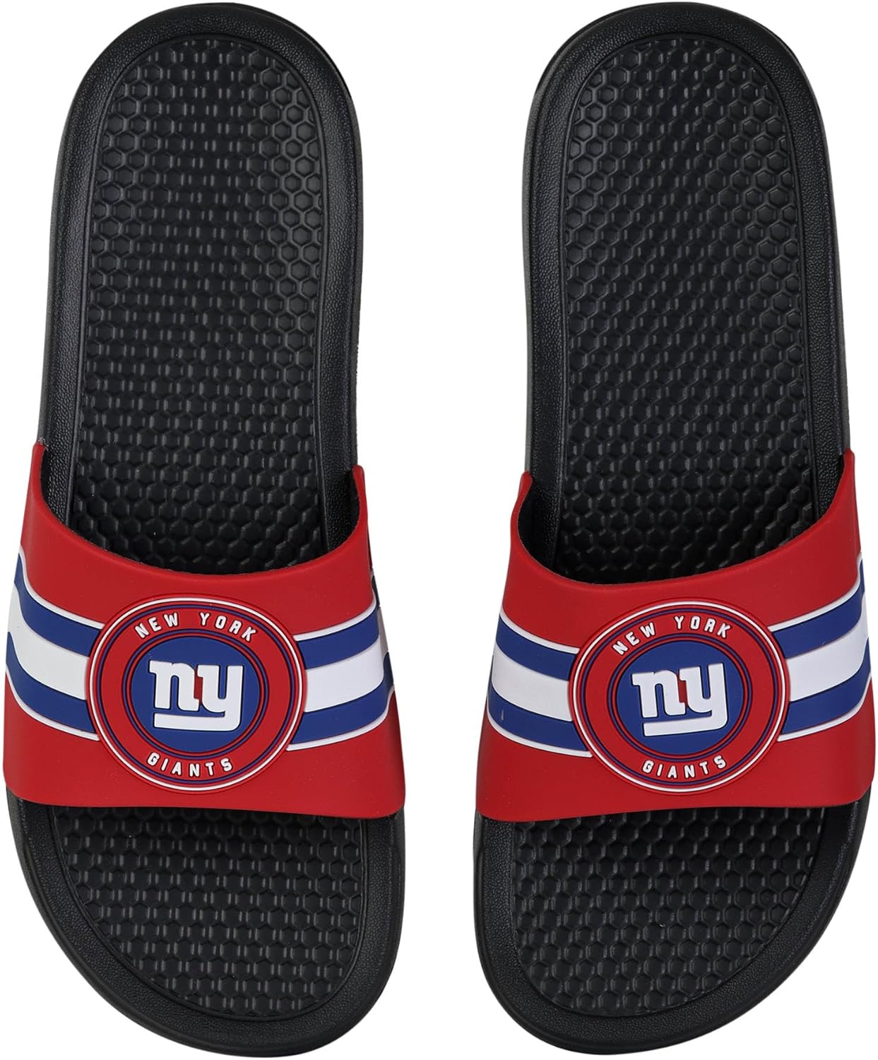 FOCO NFL Men's Stripe Raised Slide Sandals – Comfortable, Durable, Team Logo Footwear for Game Day & Everyday Wear