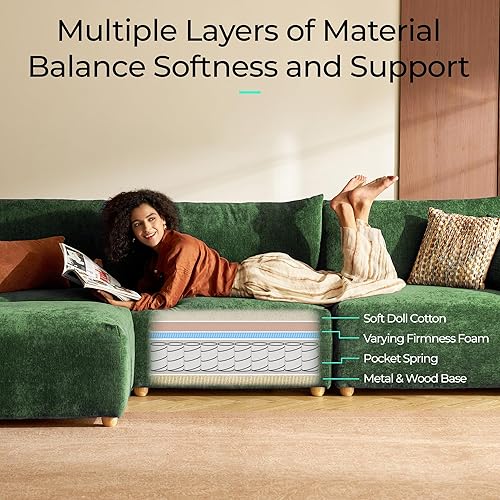 Miniatura 5 de LINSY HOME Sofá modular modular de gran tamaño, 102 pulgadas, en forma de U, ultra suave, con consola versátil y otomanas extraíbles, sofá modular