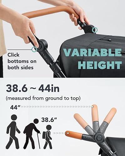 Miniatura 5 de Cochecito para mascotas para perros grandes de hasta 110 libras, cochecito grande para mascotas múltiples mascotas, todo terreno con mango ajustable