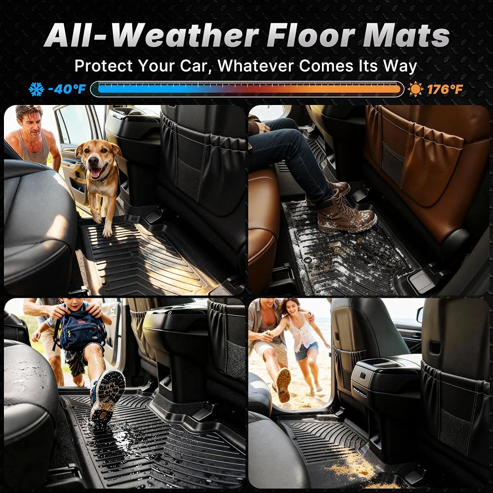 OEDRO Floor Mats Fit for 2015-2026 Ford F150 and 2022-2026 F-150 Lightning SuperCrew Cab, w/o Fold Flat Storage, TPE Precision Fit F150 Accessories Car Mats All-Weather Protection Liner