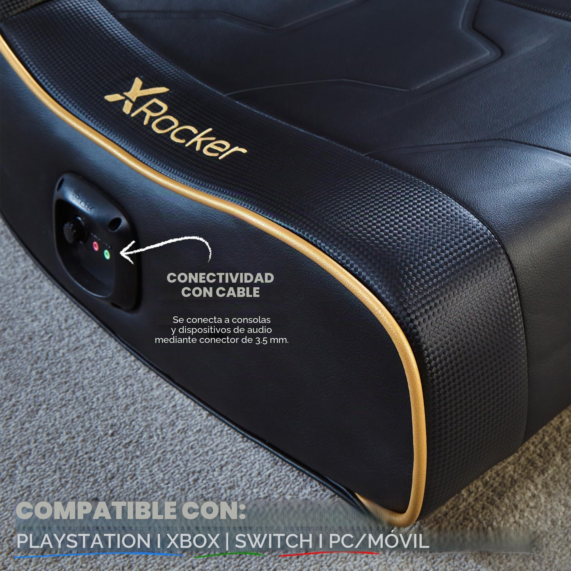 X-Rocker Shadow - Silla de juegos para niños y jóvenes, balancín de suelo de audio 2.0, asiento oscilante plegable bajo con 2 altavoces de sonido estéreo, asiento acolchado de espuma para juegos para