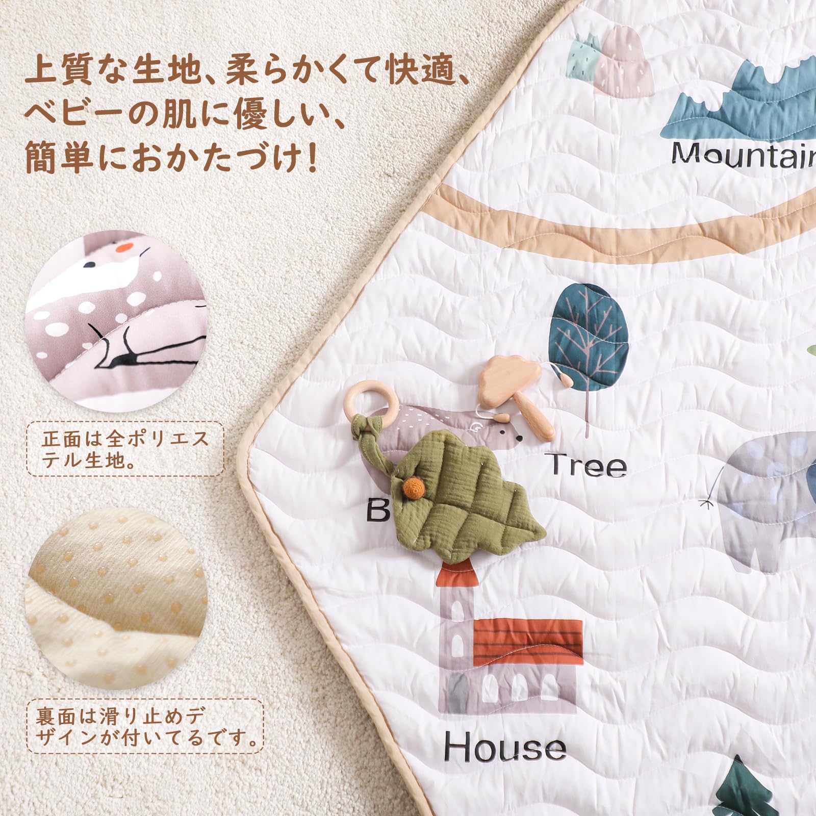 Amazon.co.jp: Promise Babe プレイマット 六角形マット 動物 厚手