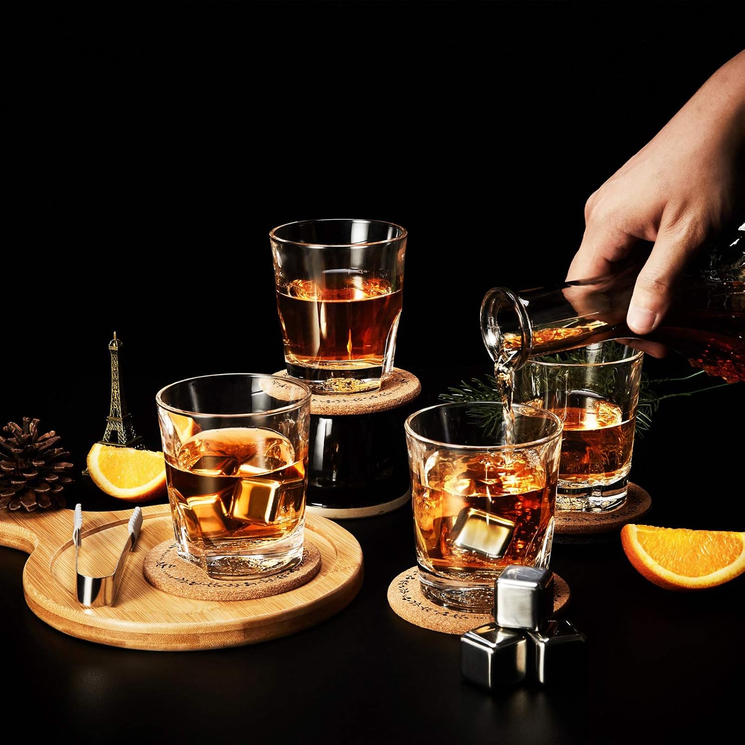 Best Cyber Monday 🔥 gelugee Whiskey Glasses Set of 4,Wooden Box Whiskey Gift for Men,Bourbon Scotch Whiskey Glasses, Coaster Stainless Steel Ice Cubes, Birthday Christmas Anniversary Father's Day Whiskey lover Gift Black Friday 🔥 gelugee Whiskey Glasses Set of 4,Wooden Box Whiskey Gift for Men,Bourbon Scotch Whiskey Glasses, Coaster Stainless Steel Ice Cubes, Birthday Christmas Anniversary Father's Day Whiskey lover Gift