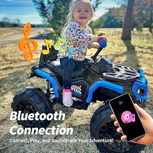 Miniatura 5 de Niños ATV 4 Wheeler, 24V Electric ATV Ride On Juguete para Niños Grandes, Motor 400W - Azul