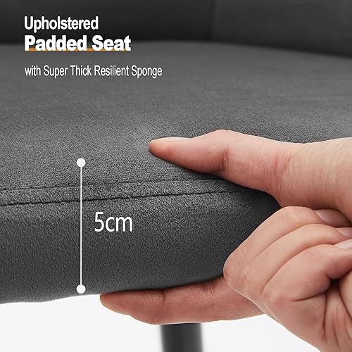 Miniatura 5 de TUKAILAi Juego de 2 sillas de comedor de ocio, asiento tapizado de terciopelo con reposabrazos, respaldo y patas de metal, cómoda silla de salón