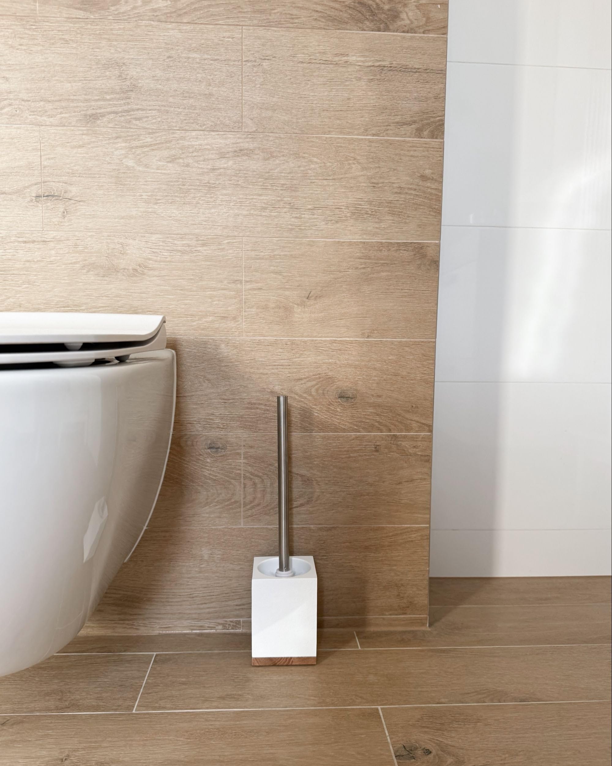 Conjunto de 5 Accesorios de baño jabonera dispensador de jabón escobilla de Inodoro Vaso Soporte para cepillos de Dientes Blanco Tapiche