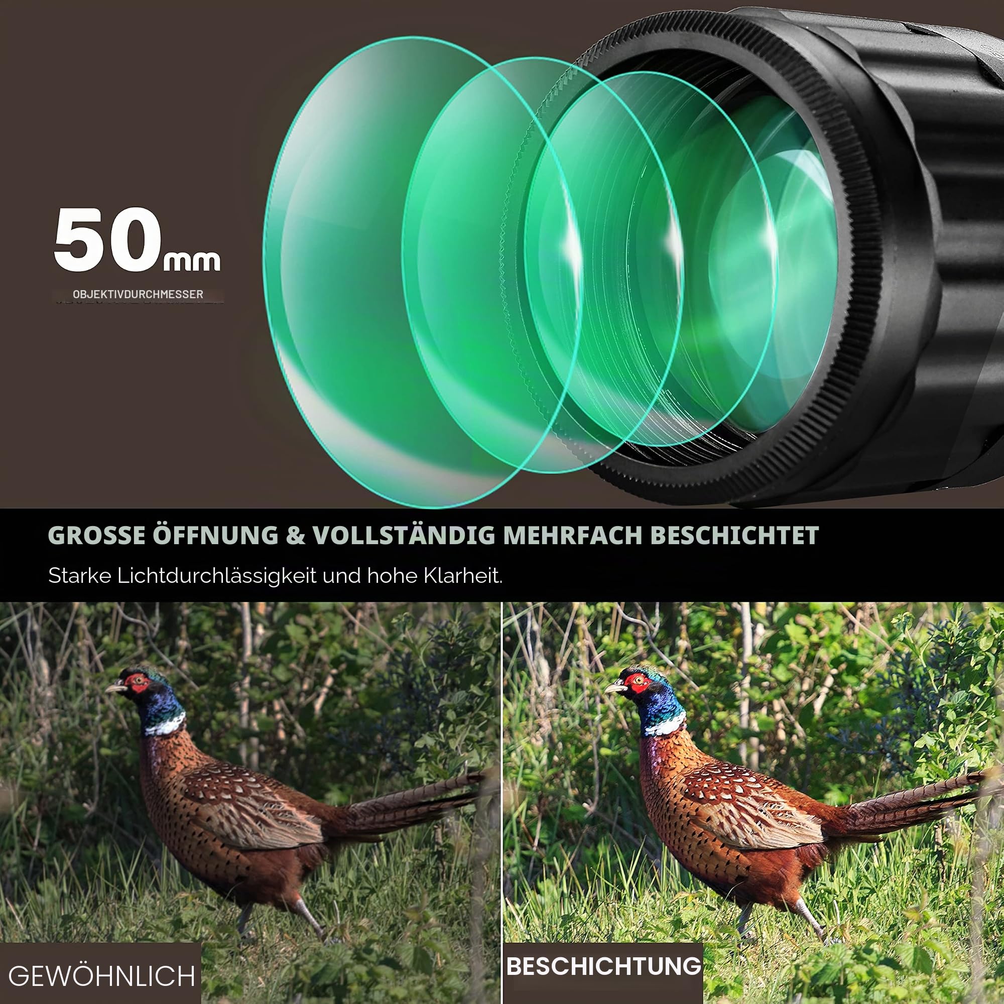ESSLNB Zielfernrohr 3-9x50MM Airsoft Luftgewehr Rot/Grün/Blau Mil Dot mit 20mm/22mm Picatinny-Schiene Montage 3-stufige Helligkeit inkl. Sonnenblende für Taktische Armbrust Jagd und Sport