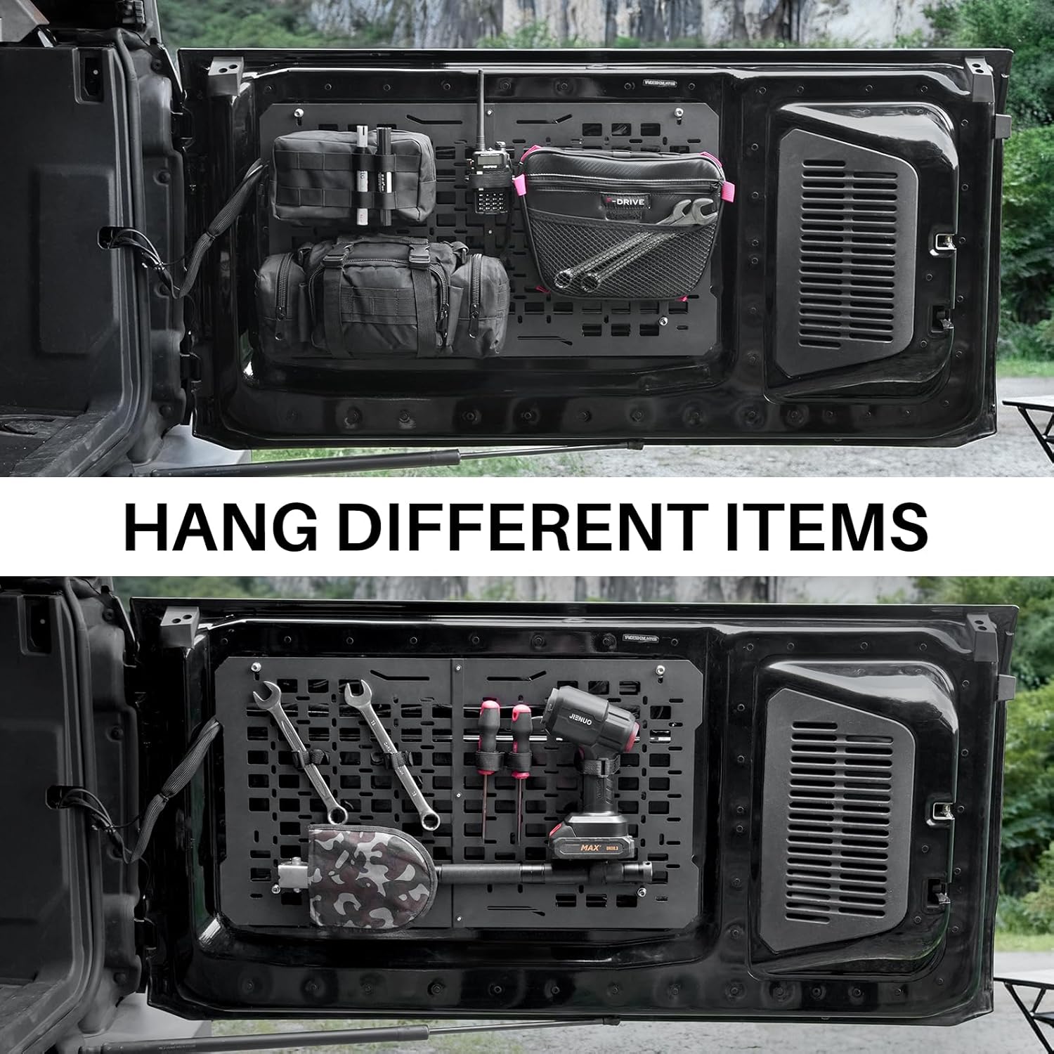 Tailgate MOLLE Panel – Tailgate Tactical Storage Panel Compatible with Ford Bronco Accessories 2021–2025 2/4 door