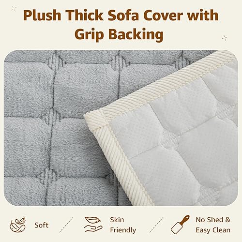 Miniatura 5 de LOOBANI Funda de sofá lavable para perros fundas mullidas para sofá, aptas para mascotas, de 27.6 x 59 pulgadas, funda protectora gruesa para sofá