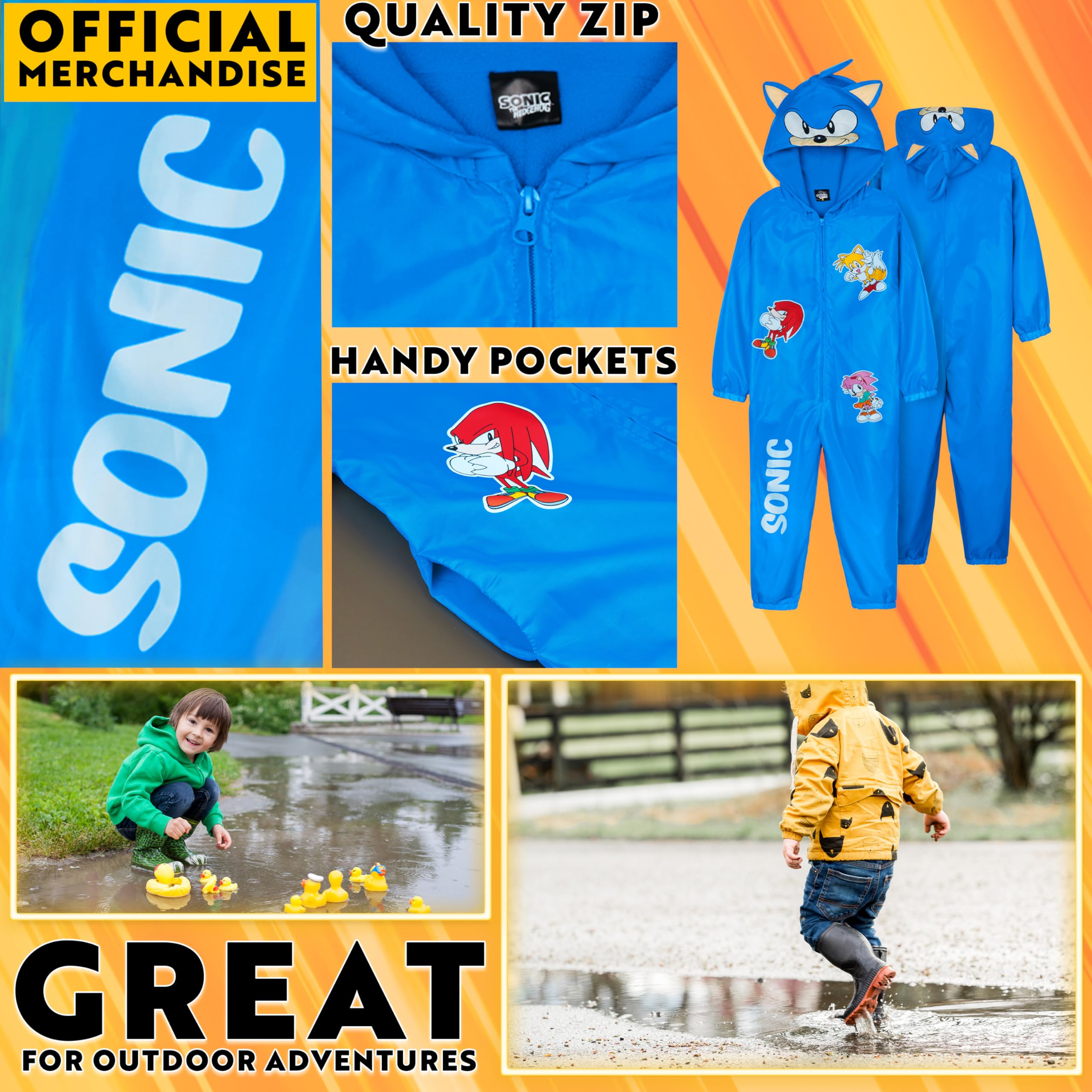 Get Trend Combinaison de Pluie Enfant Garçon Imperméable à Capuche, Doublure Polaire, Tenue de Pluie et Jeu Extérieur