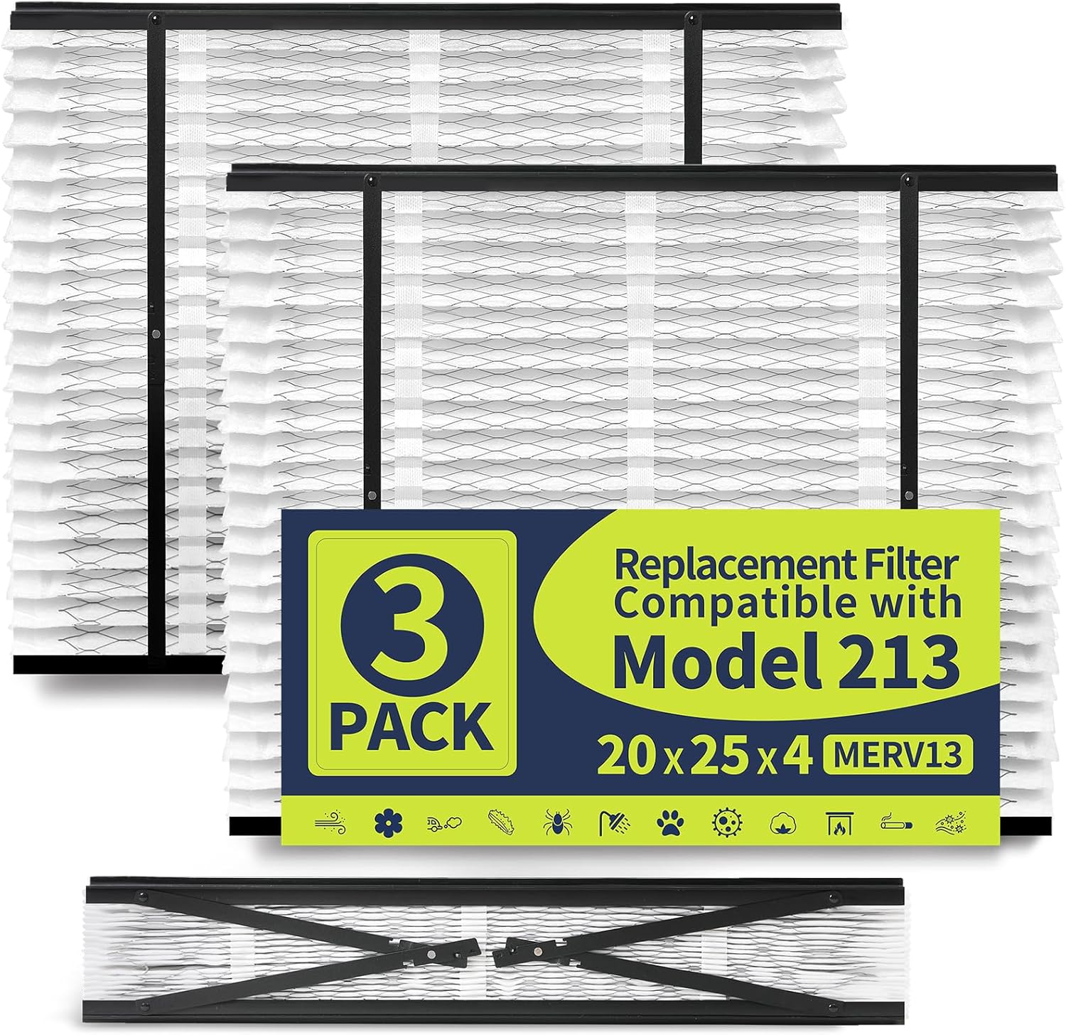 IYOUYA 3 Pack 213 Replacement Filter Compatible with AprilAire Whole House Air Purifiers 1210,1620,2210,2216,3210,4200,20x25x4 MERV-13 Furnace Filter, Not fit for 1213 UPGRADE KIT(MODEL 2120 OR 2200)