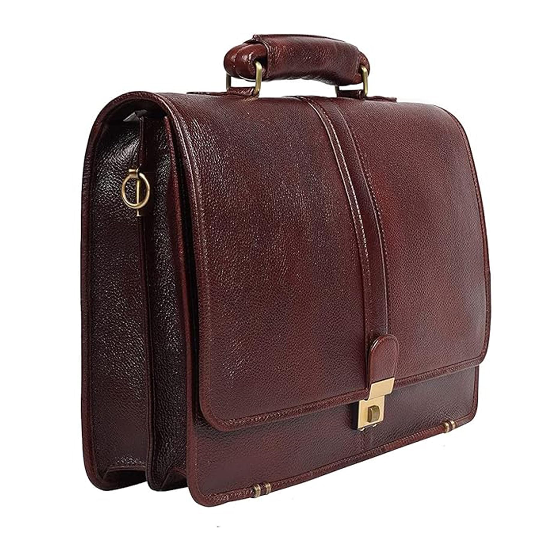 Full Grain Natural Leather Laptop Briefcase Messenger Shoulder Bags for Men Office 15.6 Inch (Dimension - L-16 X H-12 X W - 4 Inch)(Weight - 1 KG /1000 GR)-image-40