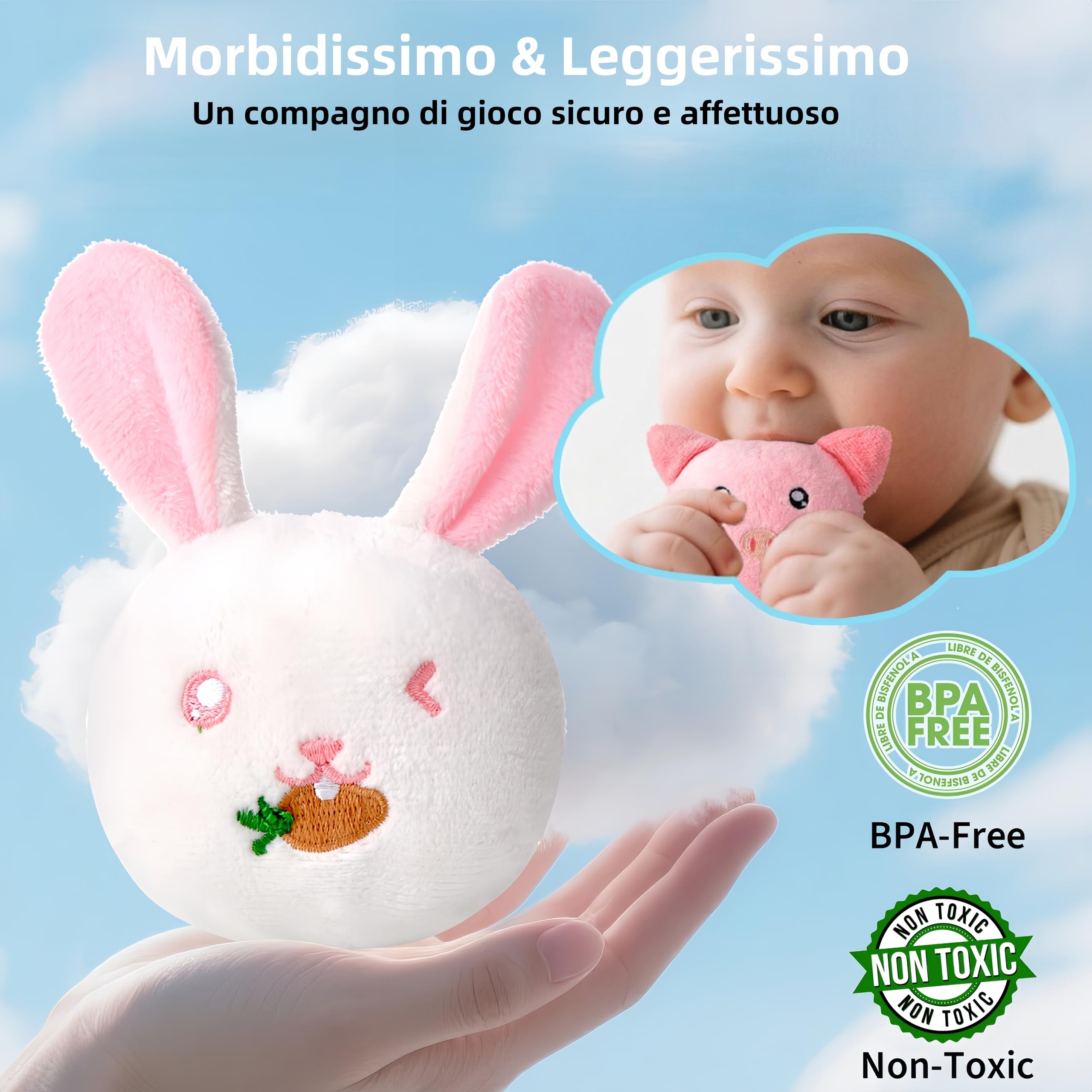 Giochi Montessori Neonato 6-12 Mesi - Casa Morbida Animali da Fattoria con Fienile/Sonaglio/Specchio Neonati Montessori Sensoriale Educativo per Bambini 1 2 3 Anni, Regalo Perfetto per Neonati e Prima