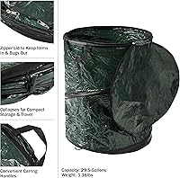 Vista 3 de Wakeman Outdoors, bote de basura plegable con tapa de apertura rápida y cierre (33 galones). Ideal para reciclaje, campamentos y más. Color verde