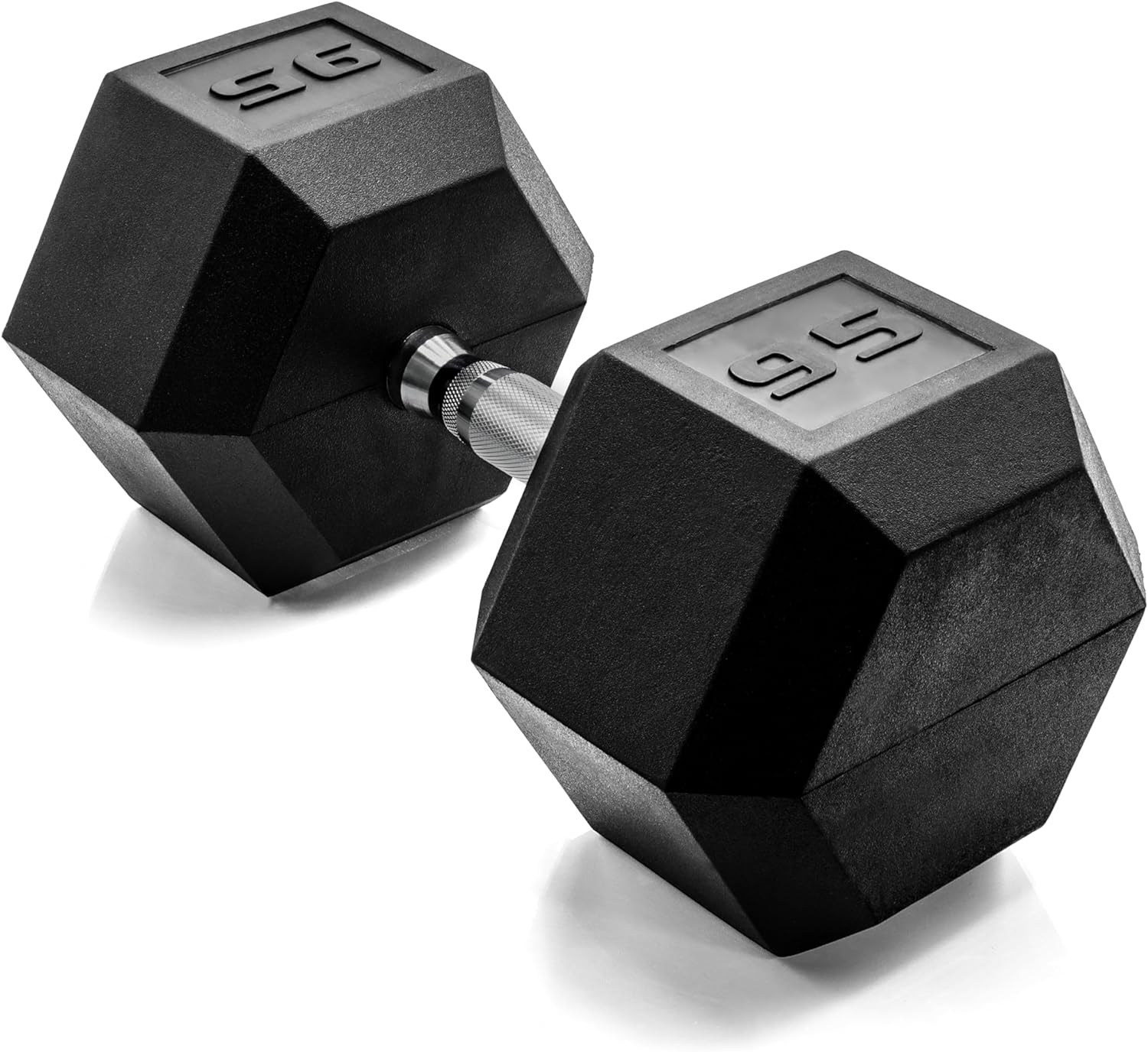 CAP Barbell Coated Hex Dumbbell Weight | Multiple Options Chrome Handle 95 lb