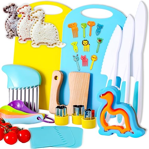Miniatura 19 de Herramientas de cocina de 29 piezas, juegos de cocina para niños, juego de cuchillos reales para cocina real, juguetes Montessori para mayores de 3