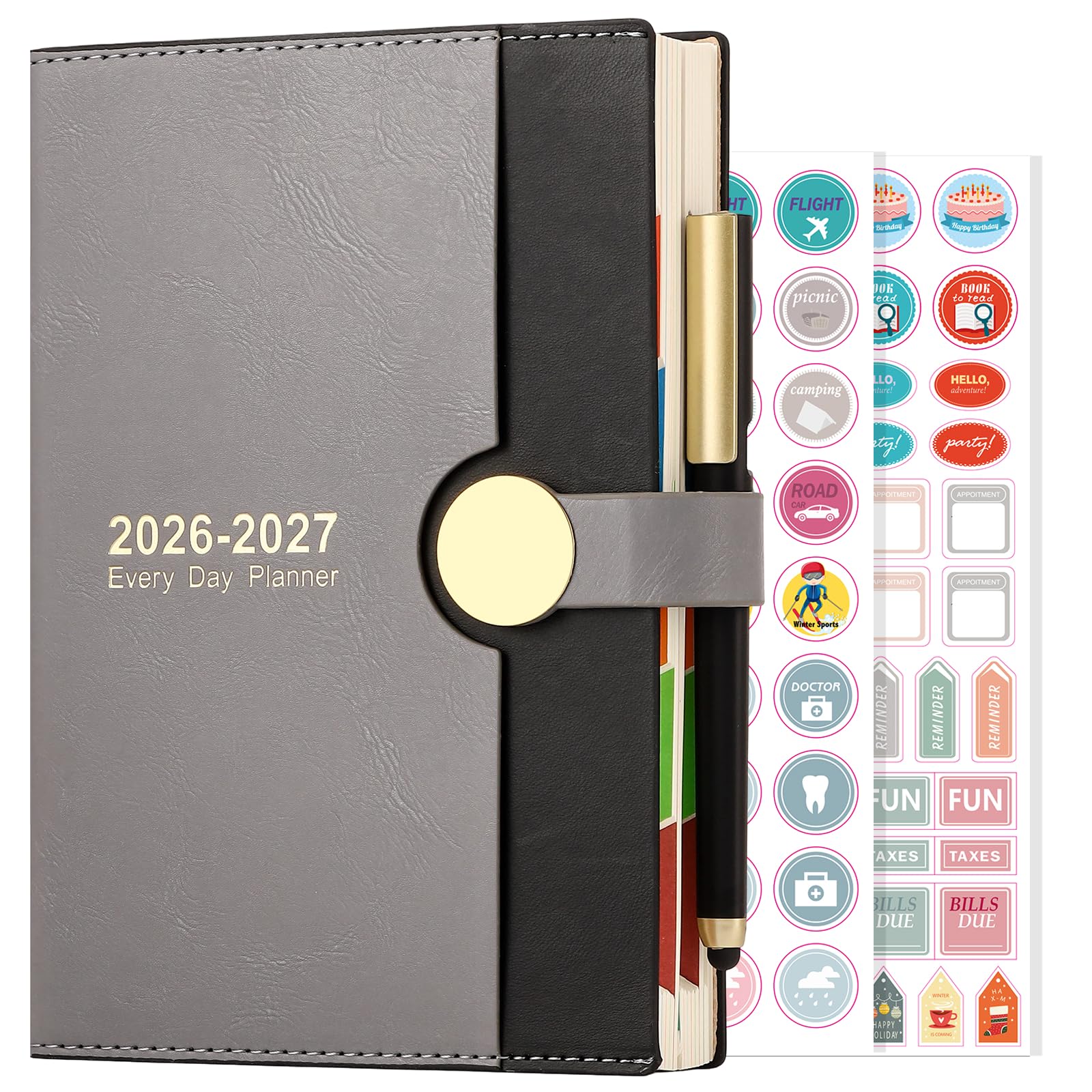 Academic Diary 2026-2027 A5 Page a Day, from August 2026 to August 2027,13 Months Daily Planner,Hardcover Diary with Pen (Black)