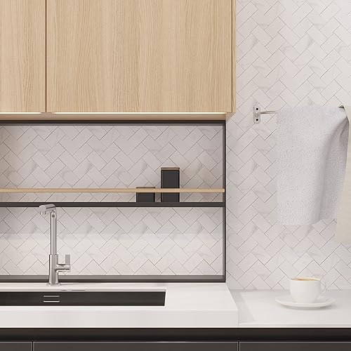 Miniatura 3 de Avant Decor  Espiga compuesta de piedra  Azulejos de cocina para despegar y pegar  Azulejos de pared para pegar  Fácil instalación  5 x 5 pulgadas