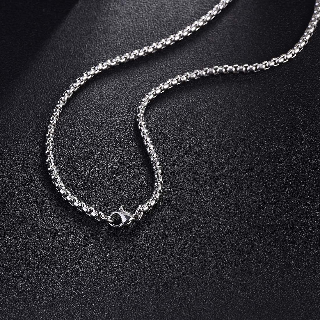 FANCIME Collar con Colgante de Cruz para Hombre Niños de Plata de Ley 925 Chapada Oro Blanco con Cadena de Acero Inoxidable - Longitud Cadena: 61 cm