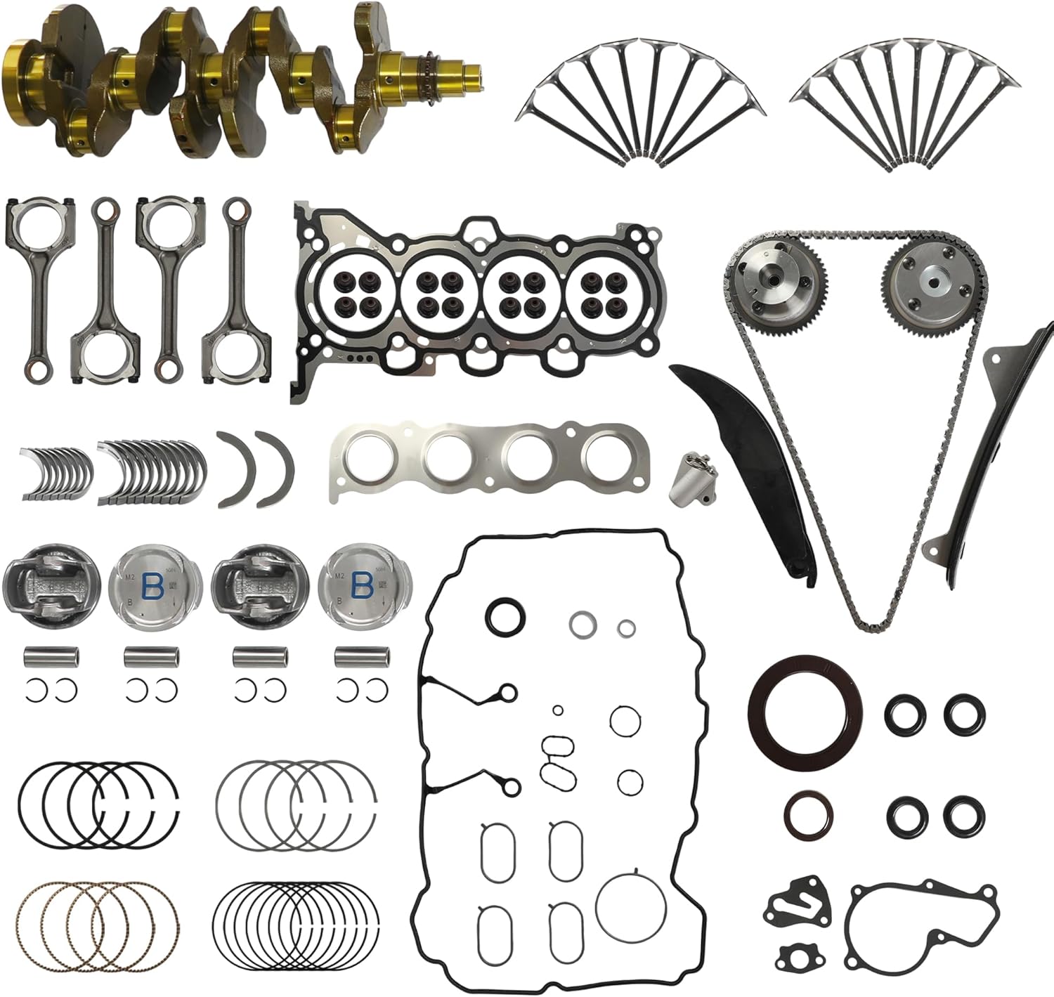 G4NA 2.0 Engine Rebuild Kit With Crankshaft & Piston & Con-Rod Timing Chain Kit Fit For Hyundai Elantra Tucson Sonata Kia Soul Forte Optima 2.0L 2014-2019 Replace #23110-2E501 623V6-2EH00