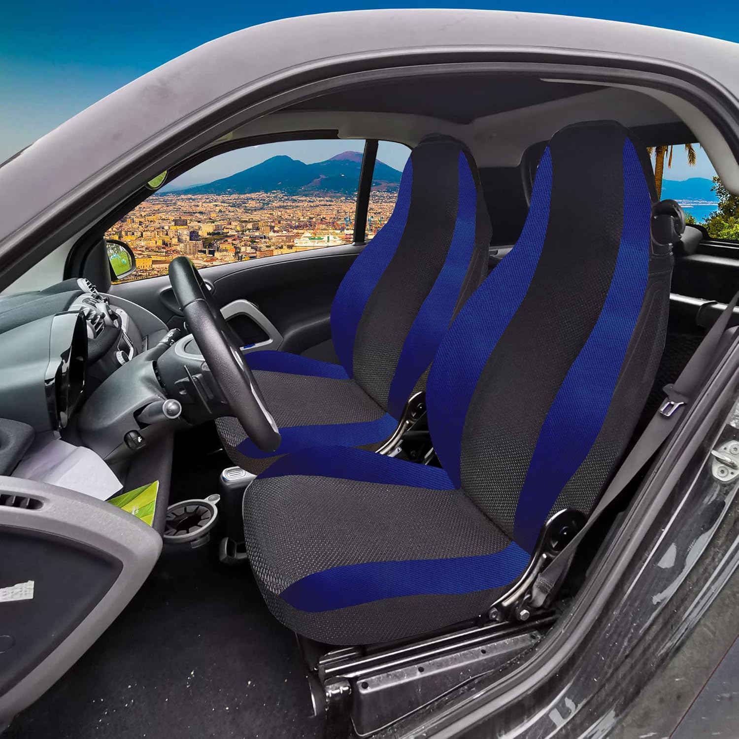 Rebeca Shop Autositzbezüge Für 600 Ab 2023 - Made In Italy Schwarz/Grau