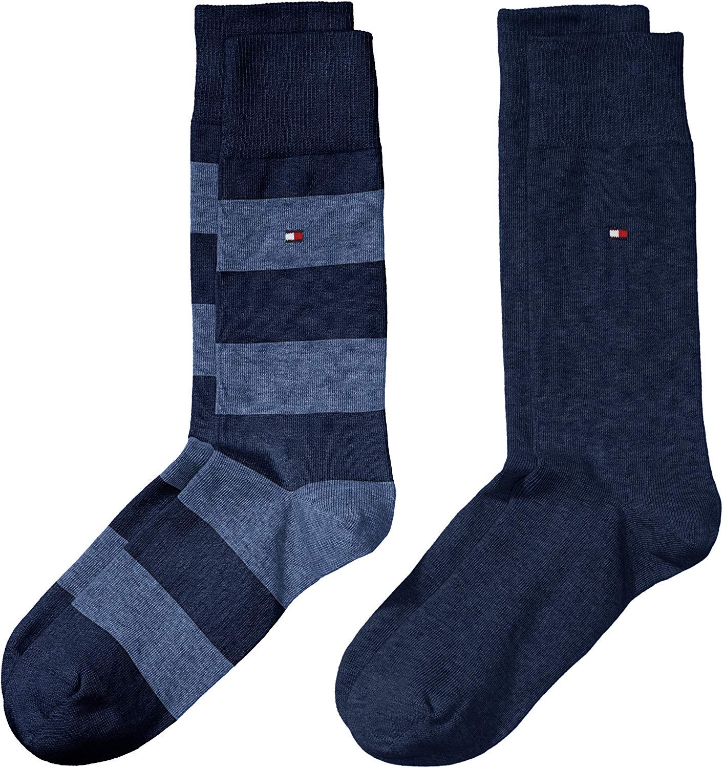 Tommy Hilfiger - Classic Mens Socks - Men's Accessories - Tommy Hilfiger Mens Socks - Signature Embroidered Logo - 2 Pack - Blue