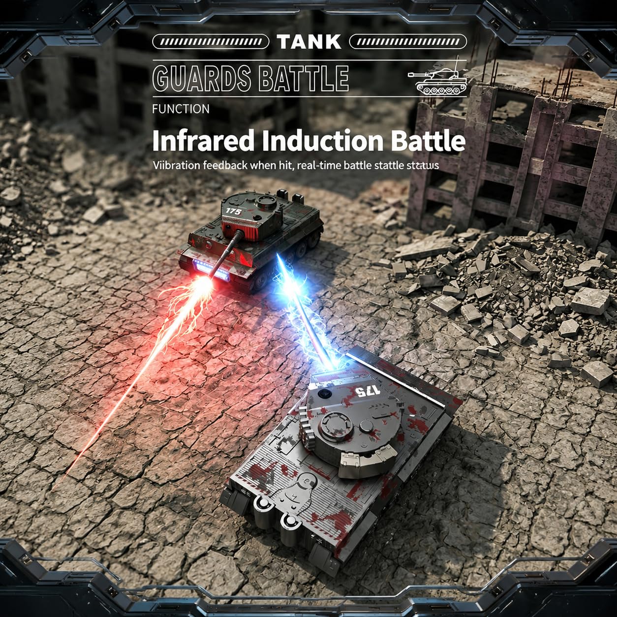 1/64 RC Battle Tank Set con suoni di tiro e luci, mappa del campo di battaglia