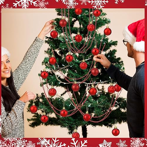 Miniatura 5 de 34 esferas decorativas de Navidad con cuentas de 26 pies, decoraciones para árbol de Navidad, bolas colgantes pequeñas y decoraciones de cuentas