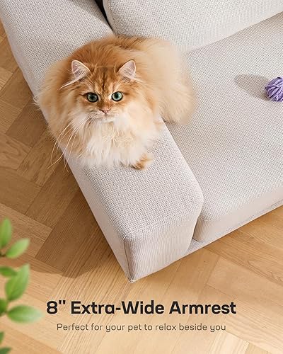 Miniatura 7 de Marsail Moderno sofá de tela de lino de 89 pulgadas, sofá de 3 plazas con reposabrazos anchos, cojines profundos y fundas extraíbles lavables,