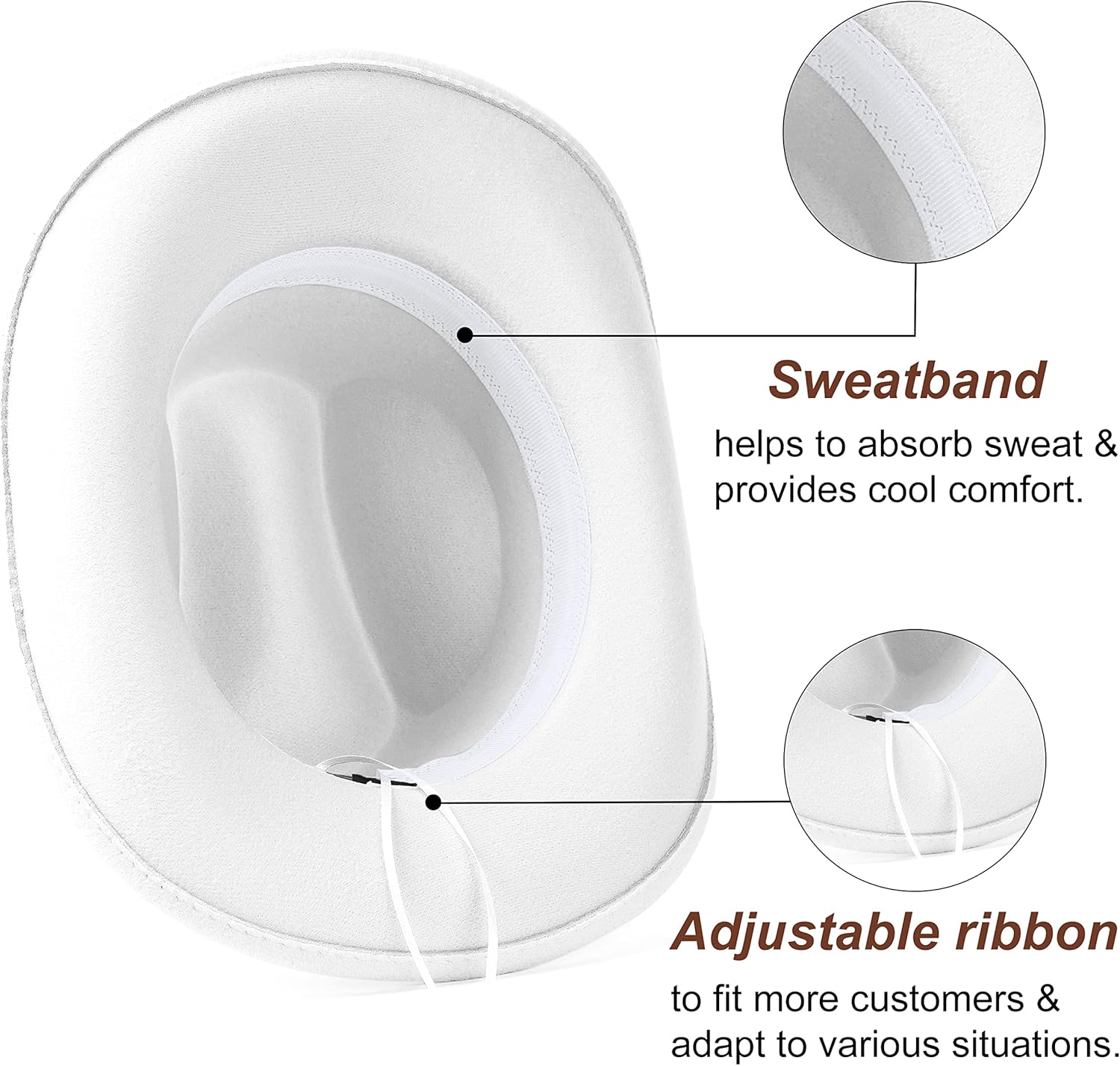 Lisianthus Men & Women's Felt Wide Brim Western Cowboy Outdoor Fedora Hats with Belt - Image 5