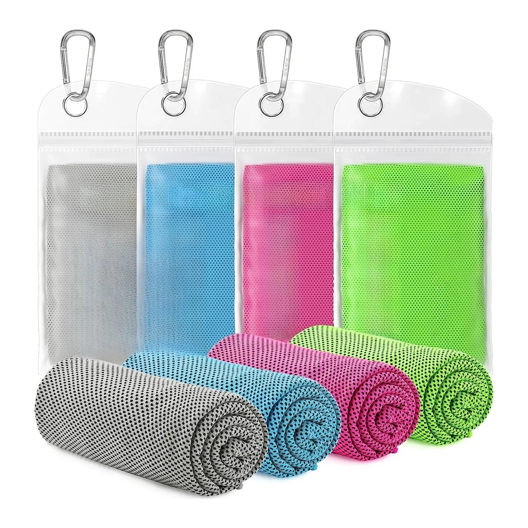 Clarture 4pcs Quick Dry Microfiber Cooling Towel Set for Sports, Yoga, Camping, and Beach Activities(4pcs D)