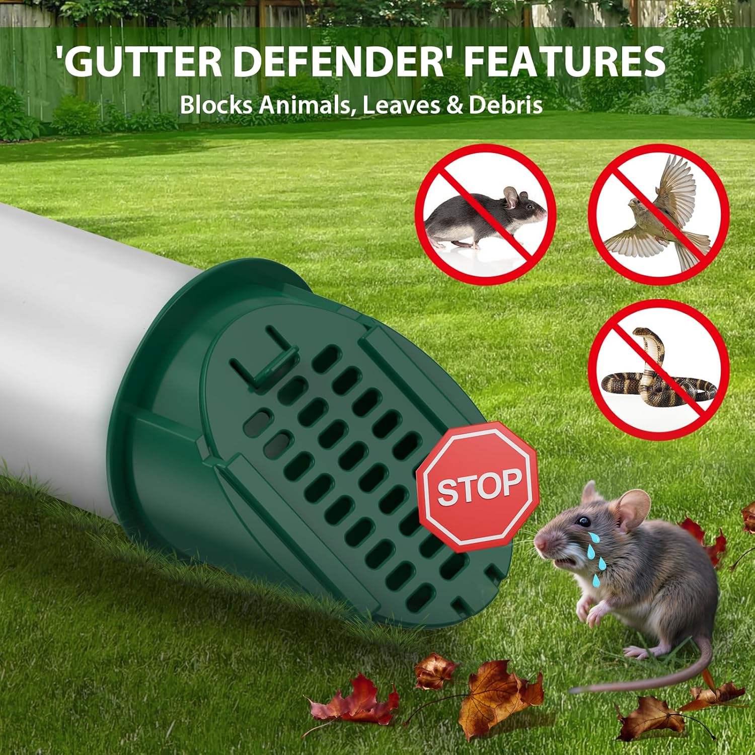 2 Pack 4" Slope Drainage Grate Cover, Rain Diverter, Drainage Grate Yard Drain, Drain Emitter for Sump Pump Discharge & Downspout Extensions, Fit 4" SCH 40, 4" SDR 35, 4" Corrugated Pipe-Green