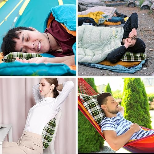 Miniatura 7 de Almohada para acampar al aire libre, ligera, comprimible, fundas de almohada de viaje de franela, funda de almohada extraíble lavable para acampar y