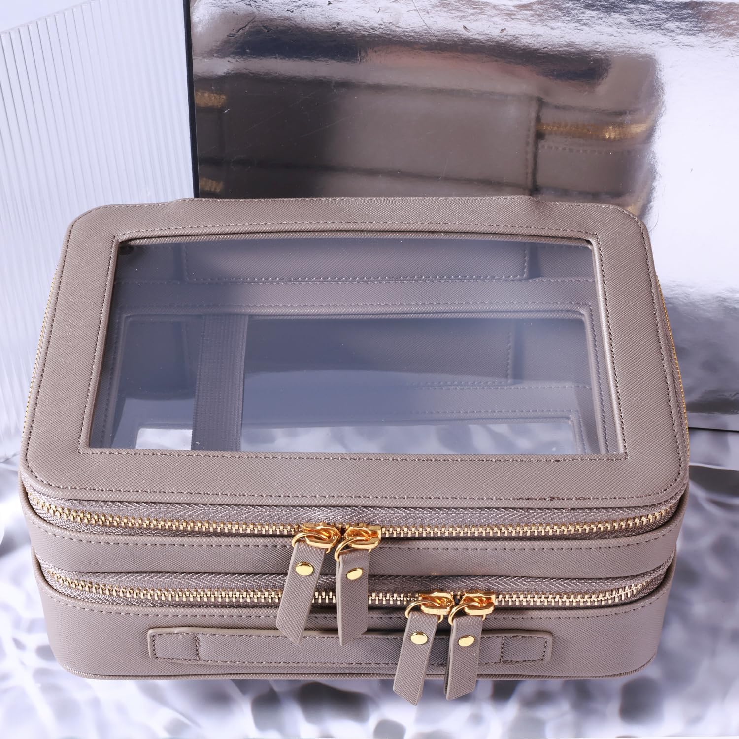 SANHECUN SHC-TL-2 - Neceser de viaje transparente para accesorios de viaje, bolsa de maquillaje (gris, SHC-TL-2)