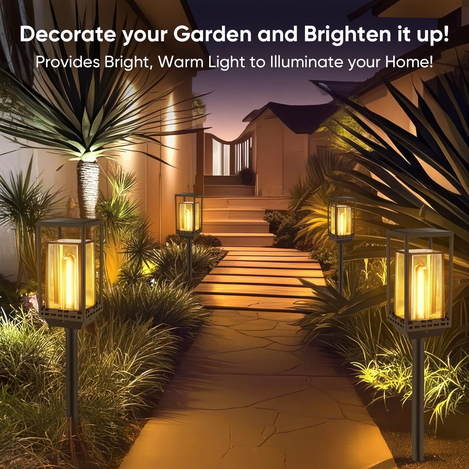 4 Pack Solar Pathway Lights Outdoor,IP65 Waterproof - Bright Outdoor Solar Lights for Yard,Auto On/Off Pathway Lights Solar Powered,Solar Path Lights for Walkway Driveway Garden